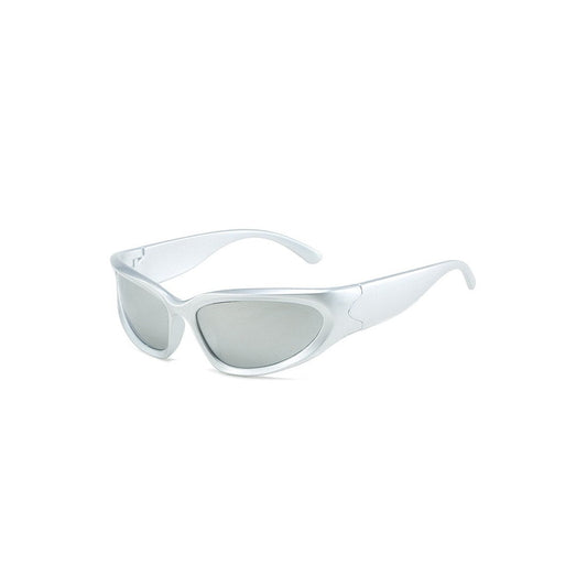 2001 - Sunglasses Y2K Silver Metallic Futuristic Fashion